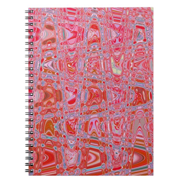 Cuaderno Ondas en zigzag retro rosadas y rojas abstractas g (Frente)