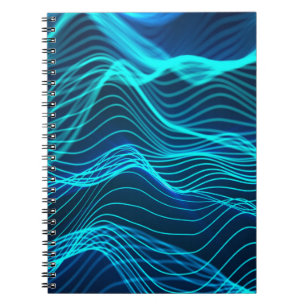 Cuaderno Ondas neón de numerosas líneas abstractas y filas 