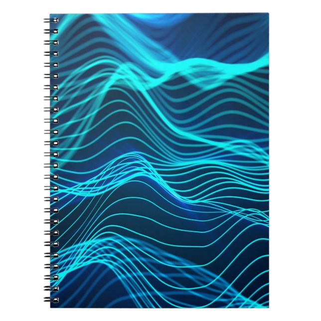 Cuaderno Ondas neón de numerosas líneas abstractas y filas  (Frente)
