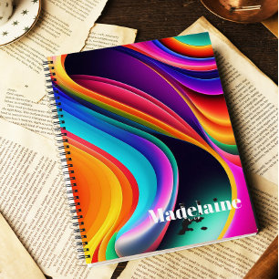 Cuaderno Ondas retro coloridas personales