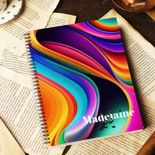 Cuaderno Ondas retro coloridas personales (Subido por el creador)
