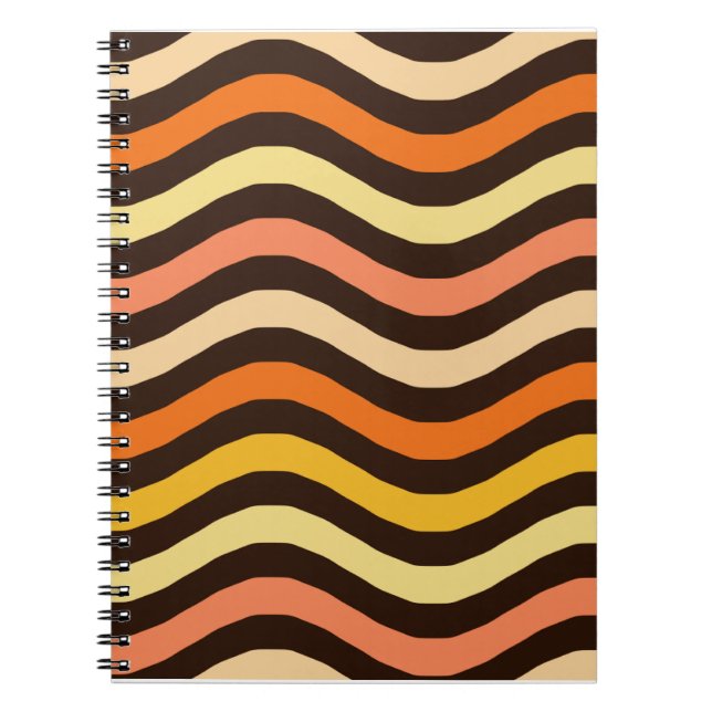 Cuaderno Ondas Retro Groovy Patrón Continuo (Frente)