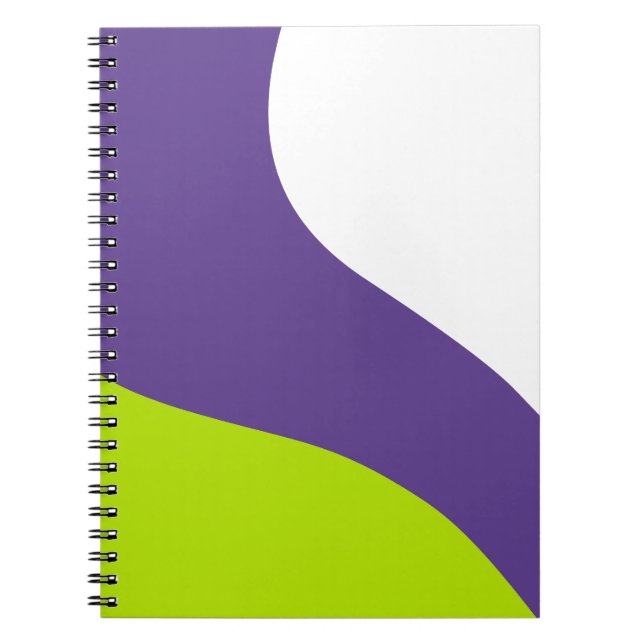 Cuaderno Ondas simples en verde lima y púrpura (Frente)