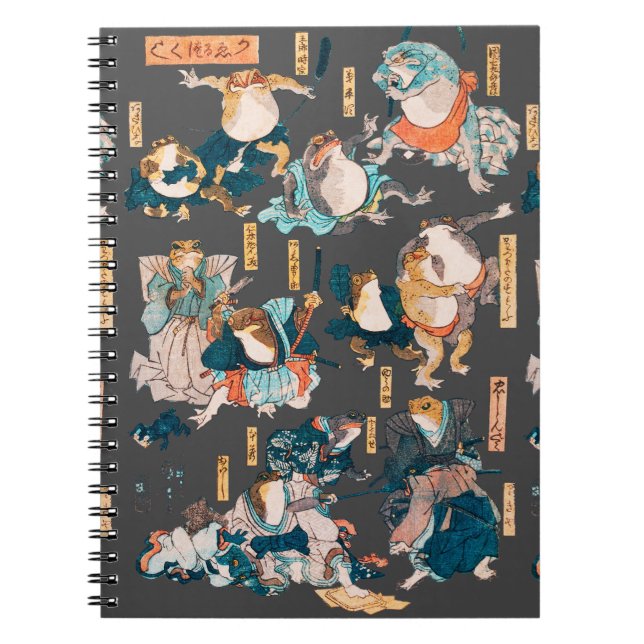 Cuaderno Ondulaciones ukiyo-e de rana japonesa (Frente)
