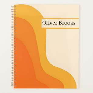 Cuaderno ondulado naranja retro con nombre persona