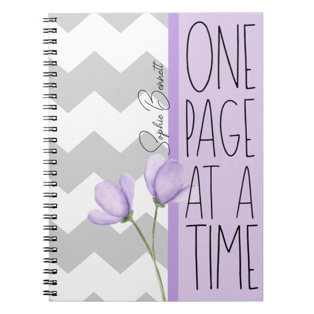 Cuaderno One Page at a Time – Motivational Lavender Floral (Frente)