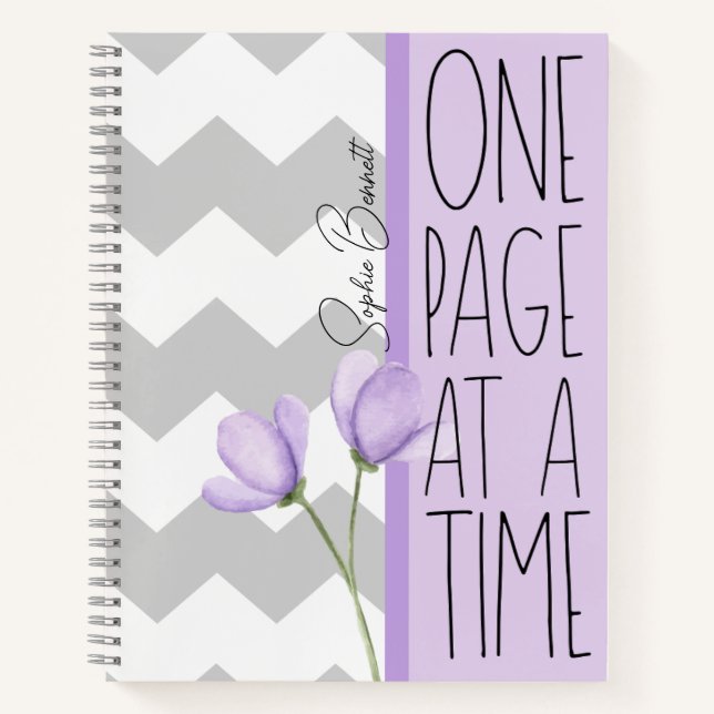 Cuaderno One Page at a Time – Motivational Lavender Floral (Anverso)