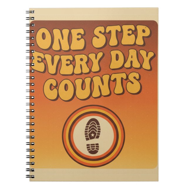 Cuaderno One Step Every Day – Retro Motivational Notebook (Frente)