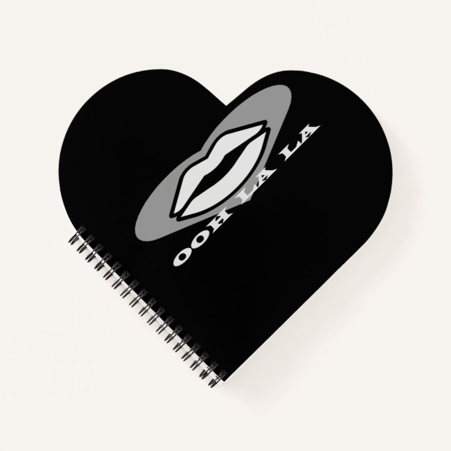 Cuaderno OO La La diseño rosa y de belleza negra francés (Anverso)