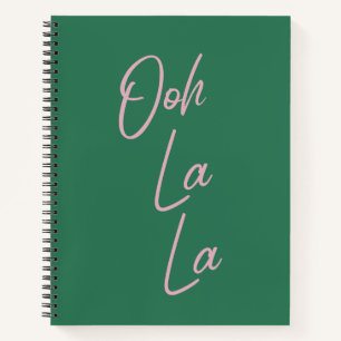 Cuaderno Ooh La La Funny Cita Francés Rosa y Verde