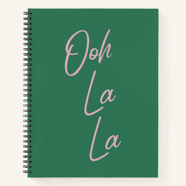 Cuaderno Ooh La La Funny Cita Francés Rosa y Verde (Anverso)