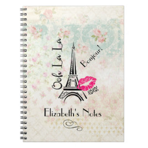 Cuaderno Ooh La Paris Torre Eiffel en patrón de cosecha