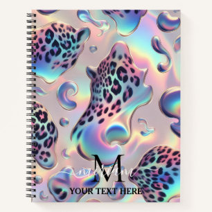 Cuaderno Opal Impreso de Leopardo Femenino de Moda Monogr
