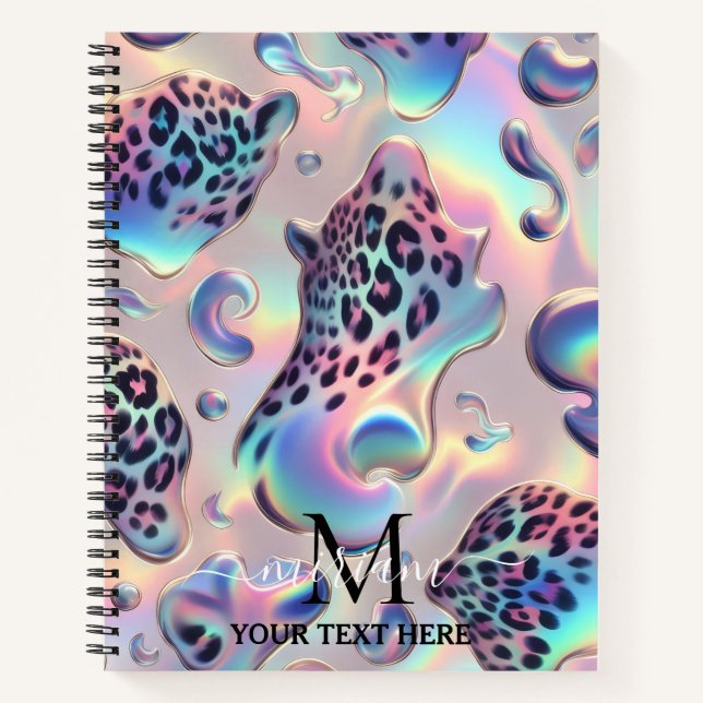Cuaderno Opal Impreso de Leopardo Femenino de Moda | Monogr (Anverso)