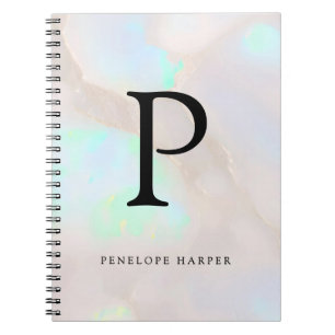 Cuaderno Opal Iridescente Holográfico Monograma Chic