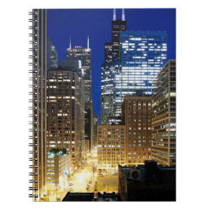 Cuaderno Opinión de la noche del paisaje urbano de Chicago