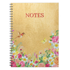 Cuaderno Opulence Gold Floral Hummingbird
