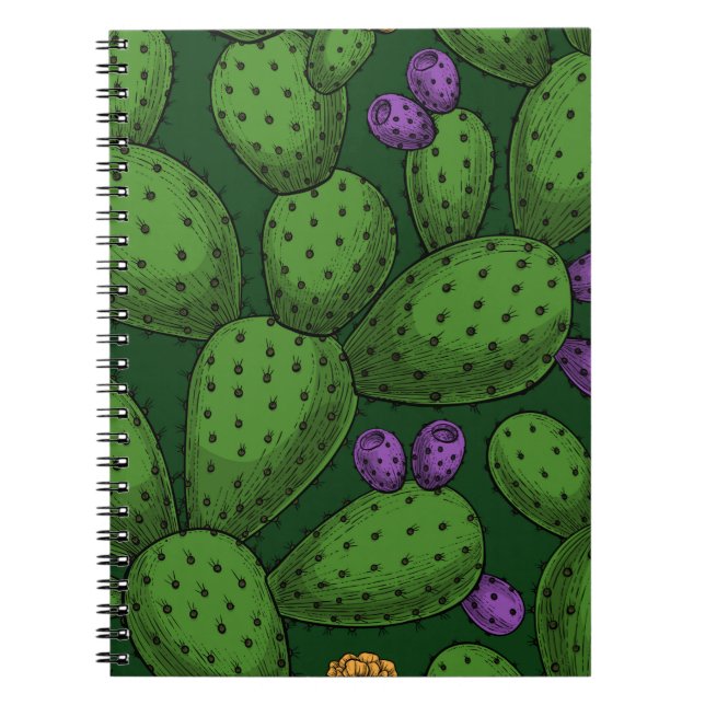 Cuaderno Opuntia florida sobre verde oscuro (Frente)