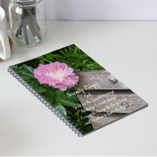 Cuaderno Oración de Serenidad Flor de Peonía Rosa Floral