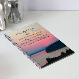 Cuaderno Oración de serenidad Foto del atardecer de capa ro