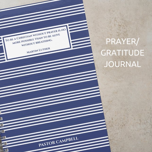 Cuaderno Oración personalizada de Blue Stripe Modern Cita (Subido por el creador)