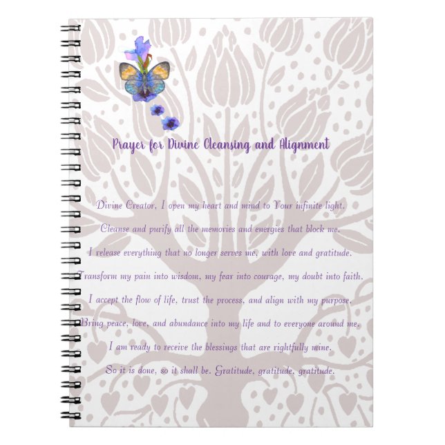 Cuaderno Oración por limpieza y alineación divina (Frente)