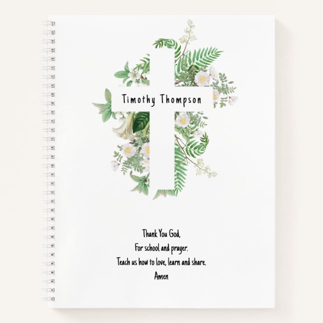 Cuaderno Oración y nombre personalizado de la escuela de ni (Anverso)