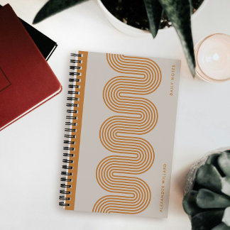 Cuaderno Orange Lombard Wavy Lines Modern Custom Notebook