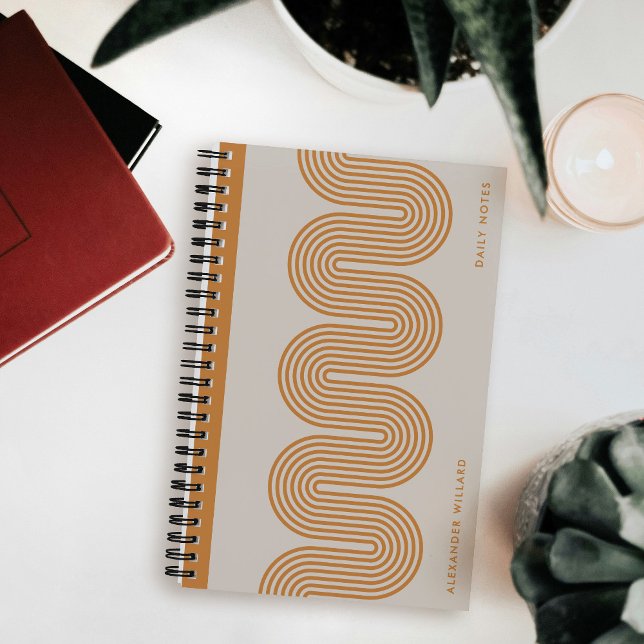 Cuaderno Orange Lombard Wavy Lines Modern Custom Notebook (Subido por el creador)