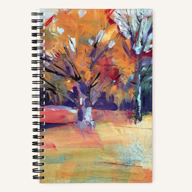 Cuaderno Orange Oak Tree Abstract Landscape (Anverso)