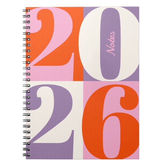Cuaderno Orange Pink Lavender Bold Year Color Block (Frente)