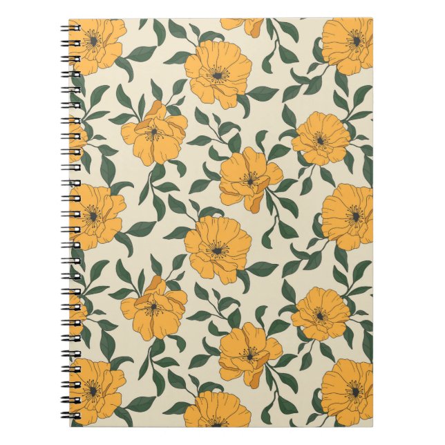 Cuaderno Orange Poppy Flower Pattern (Frente)