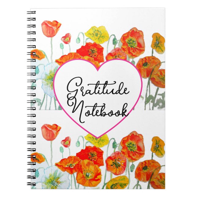 Cuaderno Orange Red Poppy Poppies Flower Floral Gratitude (Frente)