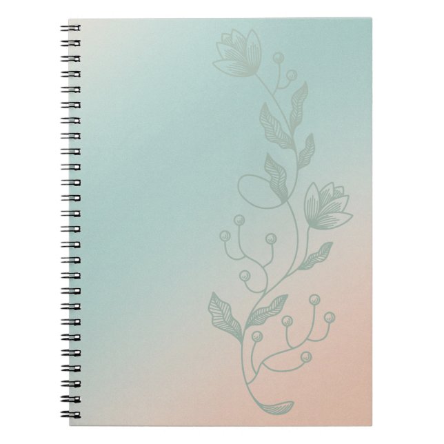 Cuaderno Orange & Teal Ombre Notebook Vibrant Floral Accent (Frente)