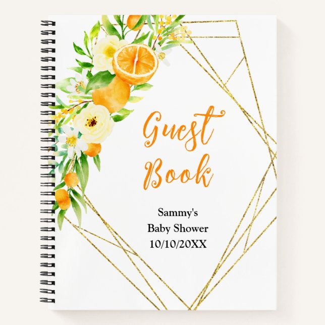 Cuaderno Oranges Citrus Baby Shower Guest Book (Anverso)