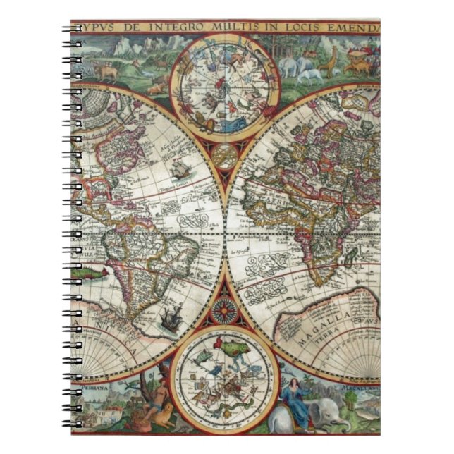 Cuaderno Orbis Terrarum 1594 - mapa del mundo famoso (Frente)