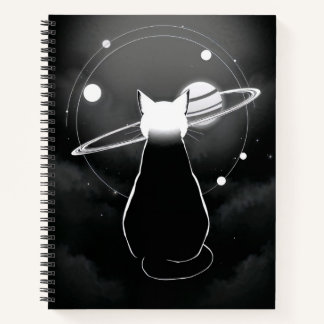 Cuaderno Orbiting Cosmic Cat Minimalist Notebook