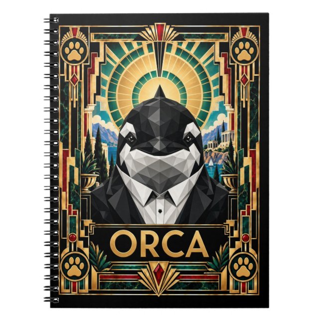 Cuaderno Orca, Arte Deco Vida Salvaje (Frente)