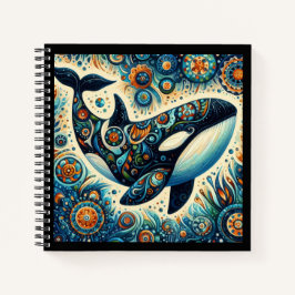 Cuaderno Orca Asesina Ballena Floral Whimsical Playa Náutic