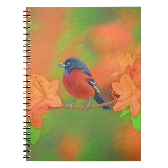 Cuaderno Orchard Oriole Songbird Pintura original de aves (Frente)