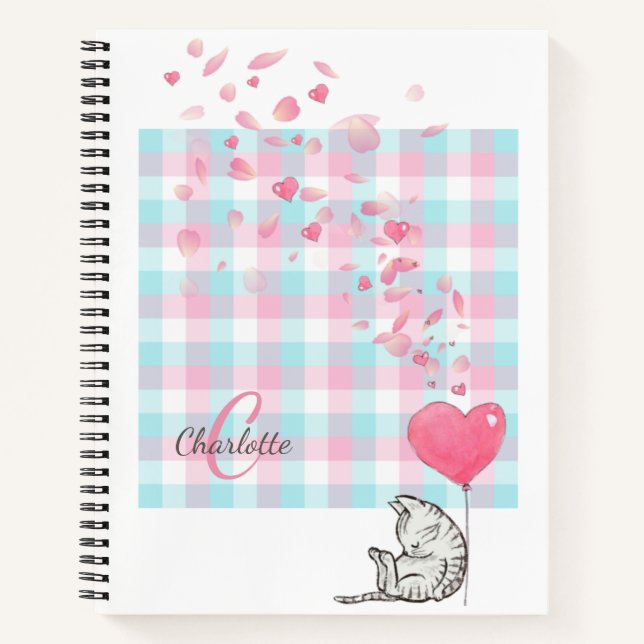 Cuaderno Ordenador portátil moderno monograma rosado lindo  (Anverso)