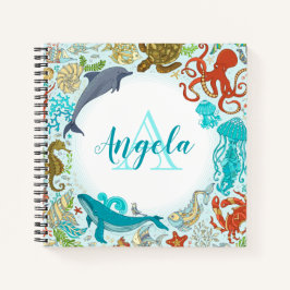Cuaderno Ordenador portátil personalizado oceánico (monogra