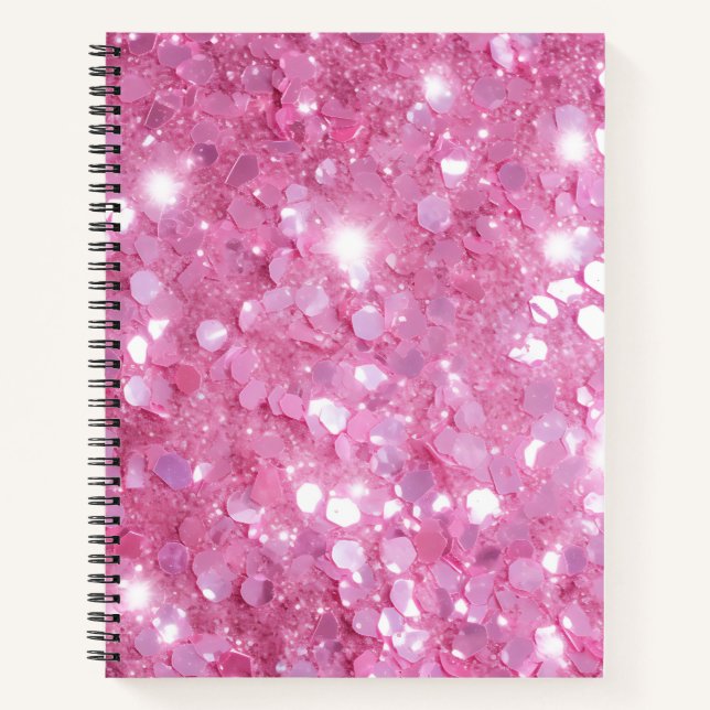 Cuaderno Ordenador portátil Purpurina rosa moderno (Anverso)