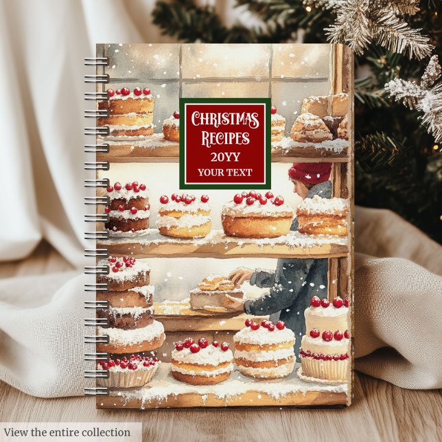 Cuaderno Organizador de recetas de Navidades de acuarela cl (Classic Watercolor Christmas Recipe Organizer)
