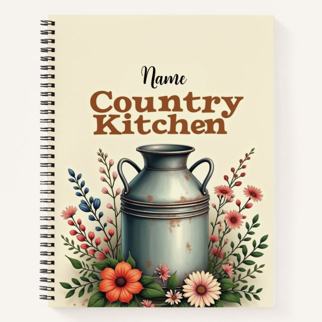 Cuaderno Organizador de recetas rusticas de nombre personal (Anverso)