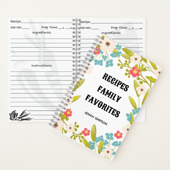 Cuaderno Organizador personalizado de recetas, receta flora (Interior)