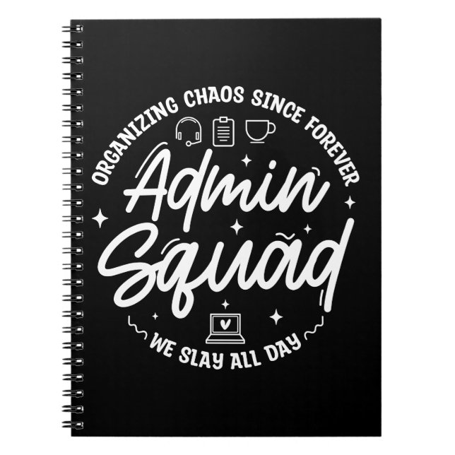 Cuaderno Organizando Caos Frase Divertida Día del Admin Equ (Frente)