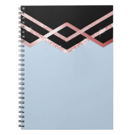 Cuaderno Organizar ROSEGOLD Purpurina Negro Deco Geométrico