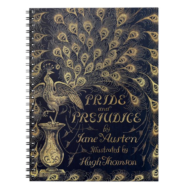 Cuaderno Orgullo antiguo de Jane Austen y pavo real prejuic (Frente)