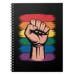 Cuaderno Orgullo Arcoíris Puño Alzado Apoyo LGBTQ Derechos